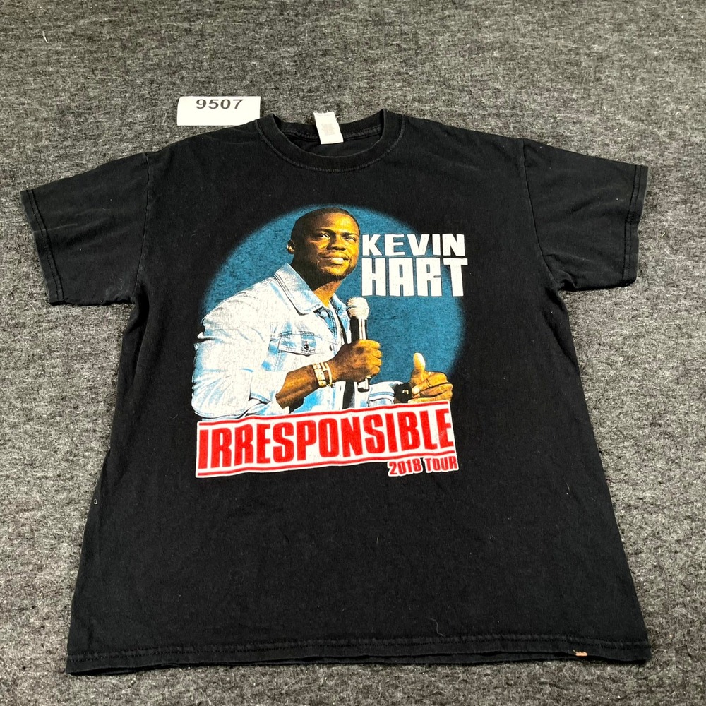 Gildan T-Shirt Men Medium Black Kevin Hart Irresponsible Tour 2018 Graphic Print
